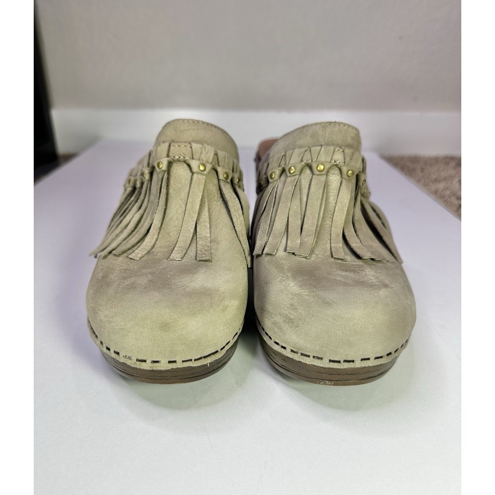 Dansko Deni Fringe Mule Clogs Women's US Size 9 / EU40 Suede Leather Shoes Gray - Picture 4 of 9